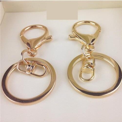 10pcs/lot Rhodium KC Gold Round Keyring Metal Split Key Chains Key Rings With Lobster Clasp DIY Accessories Findings 16-1