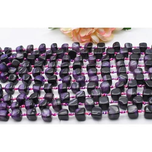 2 strands/lot 16X14MM Natural Dark Purple Irregular shape Agate stone beads For DIY Bracelet Necklace Strand 15"