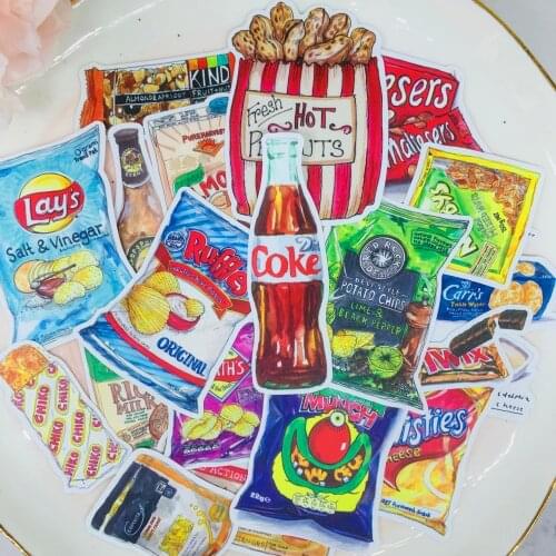 20PCS Potato chip drink Scrapbooking stickers book Student kids toys Notebook label Decorative sticker paper Stationery