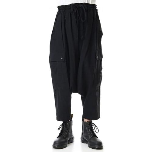 2021 Men Womens clothing GD Hair Stylist Loose Multi Pocket low crotch Harem Pants plus size costumes 27-46