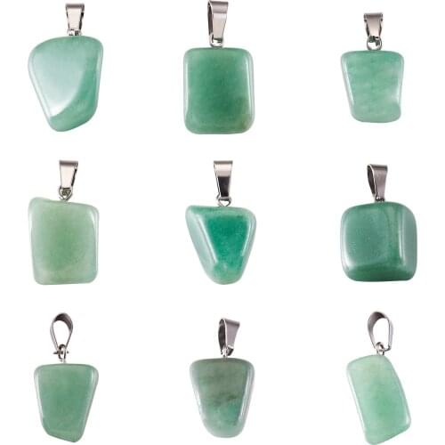 24Pcs Natural Irregular Healing Stone Pendants Necklace Charms Green Aventurine Purple Crystal For Women Men Jewelry Findings