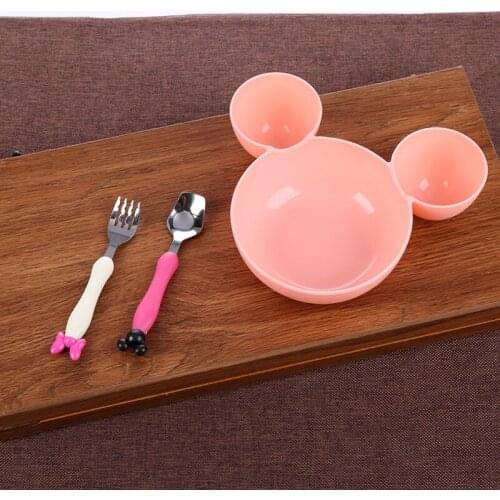 3 Pcs/Set Baby Learning Dishes Scoop Fork Lovely Tableware Kids Safety Dinnerware Set Childrens Lunch Fruit Tray Childrens Day