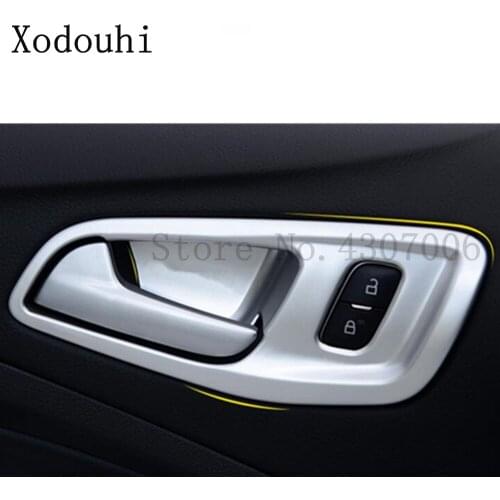 For Ford Kuga Escape 2013 2014 2015 2016 Car Styling ABS Matte Cover Stick Trim Inside Door Inner Handle Bowl Armrest Frame 4pcs