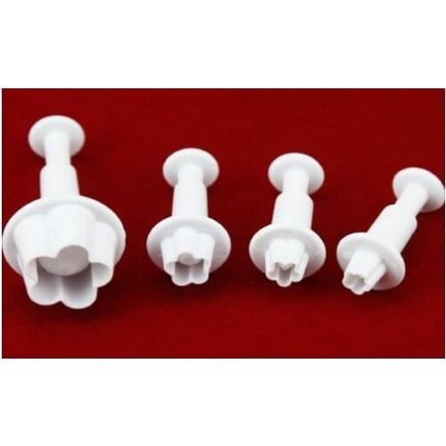 Set of 4pcs Flower Blossom Plunger Cutter Moulds cake decorating fondant plunger embossing tool Molds