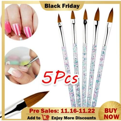 5pcs/set Professional Nail Art Brushes for Manicure Rhinestone Acrylic Paint Nail Brush UV Gel Carving Glitter Nail Pen