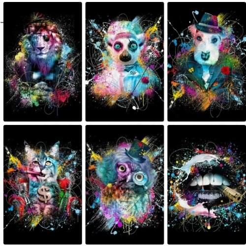 Graffiti Animal Diamond Painting Abstract Portrait Embroidery Crossing Diy Diamond Mosaic Art Gift Cross Stitch Home Decoration