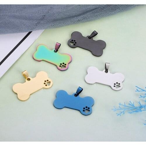 Free Shipping Anti-lost Pet Tags stainless Steel Bone Shape Dog Cat ID Tag Pet Pendant Custom Dog Name Tag
