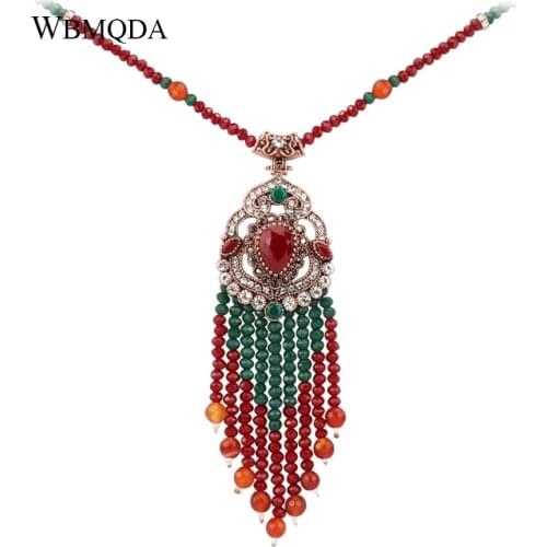 Bohemia Long Necklace For Women With Stone Suspensions Tassel Pendant Necklace Vintage Jewerly 2018 New