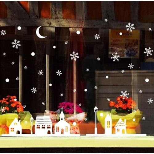 DIY merry christmas wall stickers decoration santa claus gifts tree elk Snowflake Town window Glass wall stickers