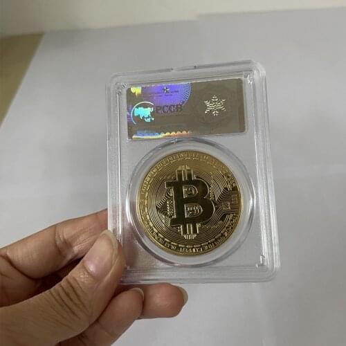 Dogecoin/Bitcoin/ETH/Litecoin/Dash/Ripple/Monero/EOS Metal Physical Silver/Gold Coin Collection Gift With Acrylic Case