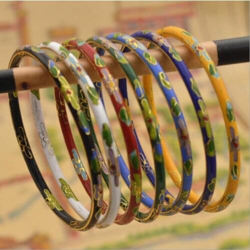 Guangzhou cloisonne old bracelet copper fetal filigree enamel polished set of seven bracelets ethnic style antique collection7pc