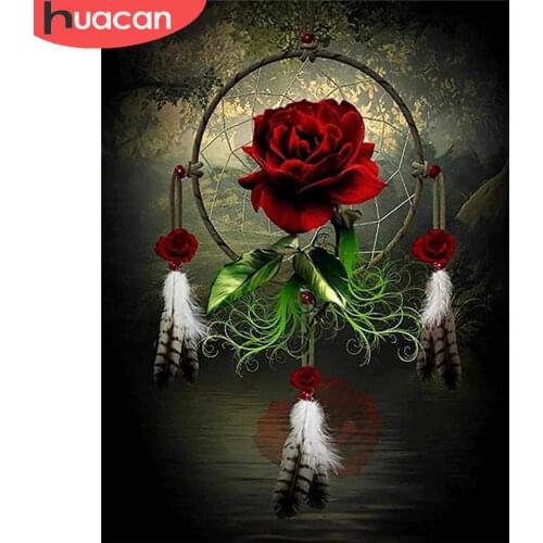 HUACAN 5D Diamond Painting Rose Rhinestone Kit Full Square Round Diamond Embroidery Flower Diamond Mosaic Cross Stitch Wall Art