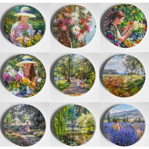 Barbara Jaskiewicz-Socewicz Painting Wall Plate Beautiful Decorative Plate Home Living Room Restaurant European Style Art Plate