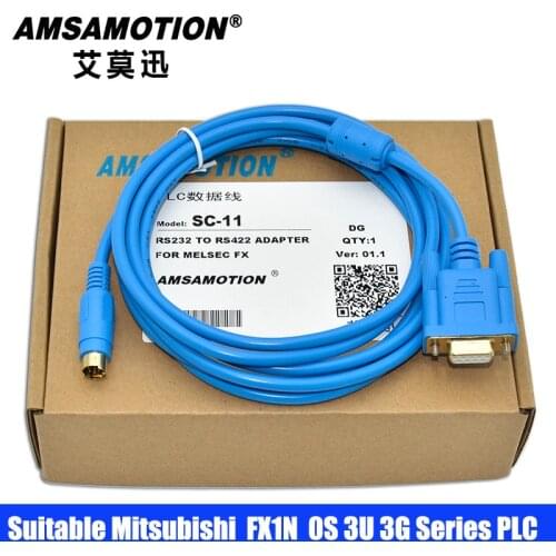 Programming Cable SC-11 Suitable for Mitsubishi FX1N 0S 3U 3G Series PLC 9 pin male to Female RS232 Communication Download Cable