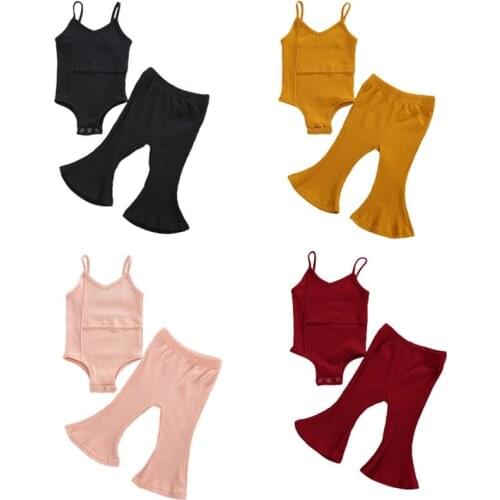 Pudcoco Fast Shipping 0-3Years Summer 2Pcs Toddler Baby Girl Clothing Set Sleeveless Pacthwork Romper Top Solid Pants Outfit