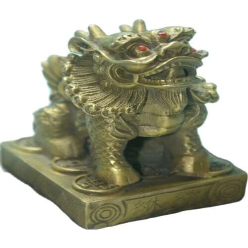 Fine old Chinese Unique Copper Carved Brave troops statue classic ceramic home decor art collection Brass sculpture Decoration