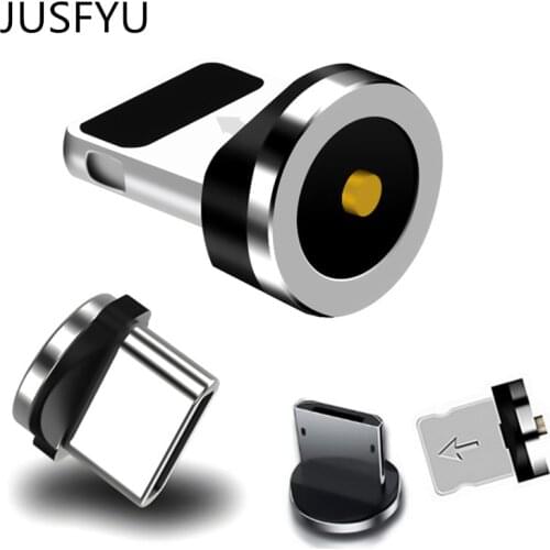 Round Magnetic Plug Micro USB C / Type C / 8 Pin For iPhone Adapter USB Magnet Charger Plug Fast Charging Magnetic Cable Plug