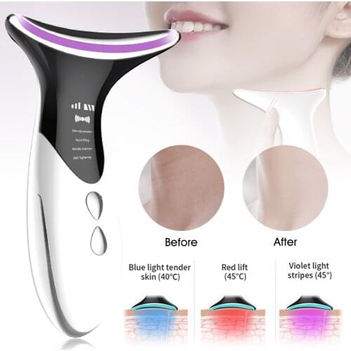 Face Neck Massager Anti-Wrinkles High Frequency Vibration Neck Massaging Machine Lift and Tighten Skin 4 Modes Massaging Device