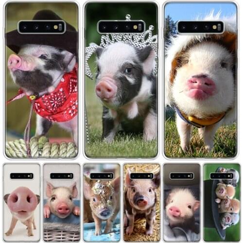 Mini Pet Small Cute Pig Phone Case For Samsung Galaxy S10 S21 S20 FE Ultra Note 10 9 8 S9 S8 S7 Plus Lite Pro + J4 J6 Coque Capa