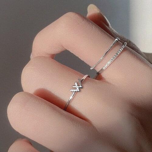 Trendy Jewelry Finger Rings Trendy Geometric Singel One Layer Metal Silvery Plating Women Rings For Wedding Party Gifts