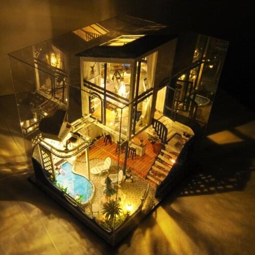 Miniature Doll House Kits Mini Dollhouse with Furniture Home Decor Ornament Wooden House Dollhouse Kit Gifts