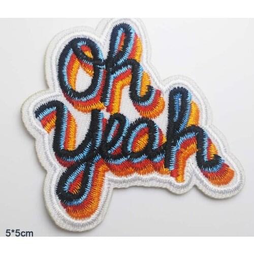 Punk Letters Oh Yeah Iron On Patch Clothes Patch For Clothing Girls Boys Embroidered Patch