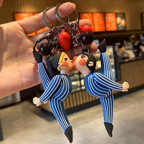 2021 New Anime Originality Silica Gel Keychain Do The Splits Kiss Men and Women Spoof Doll Cute Keychain Gift Wholesale