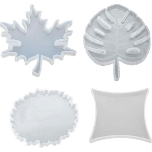 2021 New DIY Coaster Carfts Epoxy Mold UV Resin Crystal Round Maple Leaf Silicone Molds 2020 trend