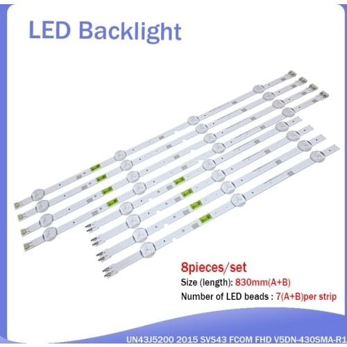 New 5set=40pcs LED strip for Samsung UN43J5200 2015 SVS43 FCOM FHD V5DN-430SMA-R1 V5DN-430SMB-R1 BN96-37294A 37295A BN96-38878A