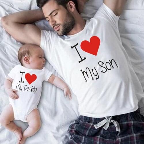 I Love My Daddy/Son Daughter Family Matching Outfits Fathers Day Gift Family Look Tshirt Daddy Kids Romper Matching Clothes