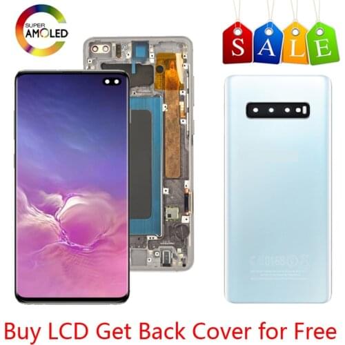ORIGINAL SUPER AMOLED LCD For Samsung Galaxy S10 LCD Display G973F Display S10Plus Lcd G975 G975F Screen With Battery Cover