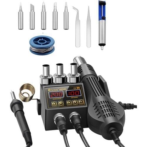 SMD Rework Soldering Station 2 In 1 Hot Air Soldering Iron LCD Digital Display Welding Station For BGA PCB IC Repair VS 8898