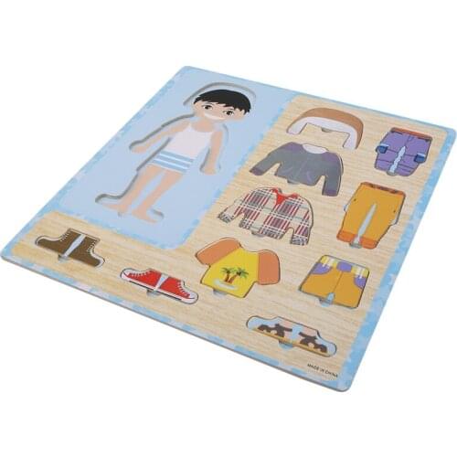 Baby Clothes Matched Wooden Puzzles Kids Wooden Toys Children Early Educational Figure Puzzle Games