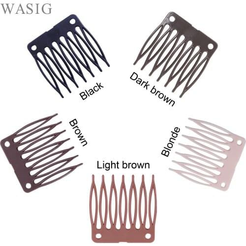 50 Pcs/lot plastic wig clips and combs for making wigs full lace /lace front black brown color many in stock Wholesale