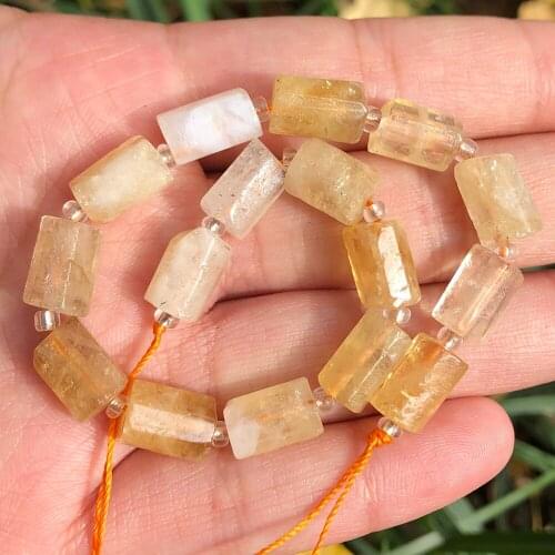 Natural Faceted Citrines Quartz Stone Beads Cylinder Loose Beads For Jewelry DIY Making Bracelet Charms Accessories 7.5inch