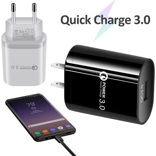 QC 3.0 USB charger Single Port Fast Charge Mobile Phone Charger USB Travel Charger Smart Tablet Charging Head for iPhone X XS XR