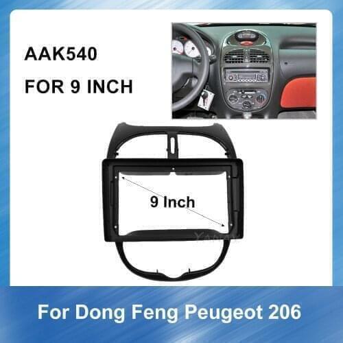 9 Inch Car Radio Audio Fascia Frame for Dongfeng Peugeot 206 Stereo Receiver GPS Navigation Dash Kit Installation Frame Panel