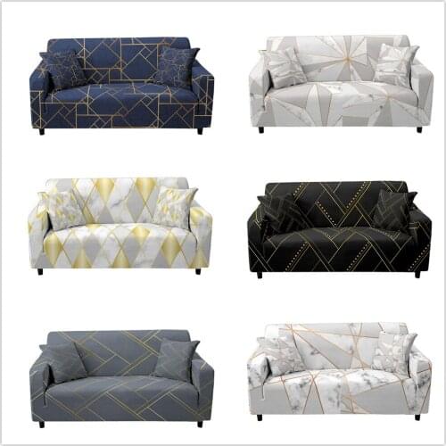 Geometry Pattern Couch Cover For Living Room Polyester Modern Elastic Corner Sofa Covers Slipcovers Chair Protector 1/2/3/4 Seat