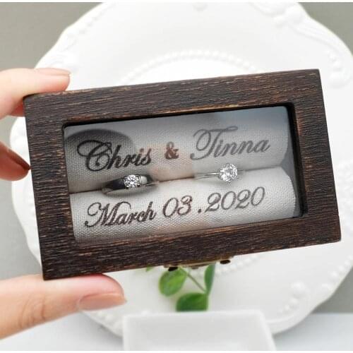 Personalized Ring Box Wedding Ring Bearer Box Engagement Box Wooden Ring Holder Jewelry Box Proposal Box Rustic Wood Ring Holder