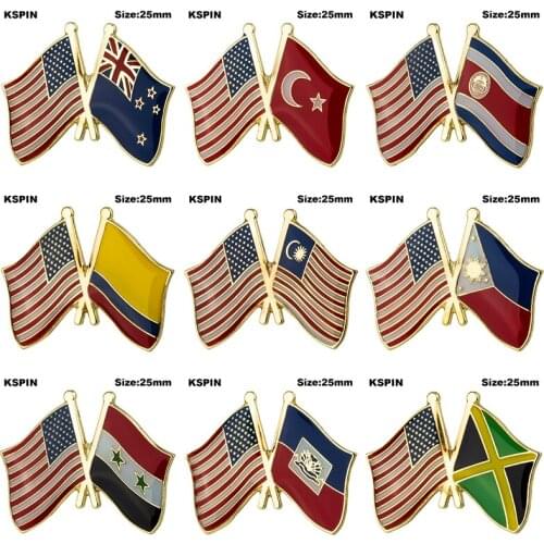 U.S.A Friendship Country Flag Badge Flag Brooch National Flag Lapel Pin International Travel Pins Collections