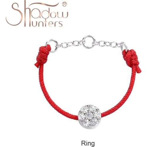 SHADOWHUNTERS Sterling Silver S925 Crystal Ring For Women With Red Rope For Women Luxury Jewelry Christmas Gift For Friends