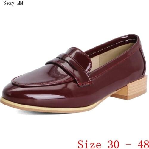 Slip-On Women Oxfords Brogue Shoes Loafers Flats Woman Casual Flat Shoes Small Plus Size 30 31 32 33 -40 41 42 43 44 45 46 47 48