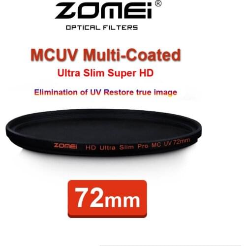 72mm ZOMEI PRO Ultra Slim HD MCUV 18 Layer Multi-Coated Optical Glass MC UV Filter for Canon NIkon Hoya Sony Camera Lens 72 mm