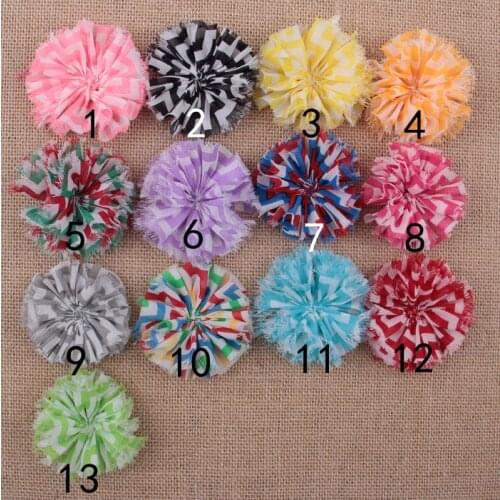 Yundfly 10PCS 7CM Chiffon Fuzzy Flower Striped Shabby Hair Flowers For Baby Girls Headband DIY Accessories