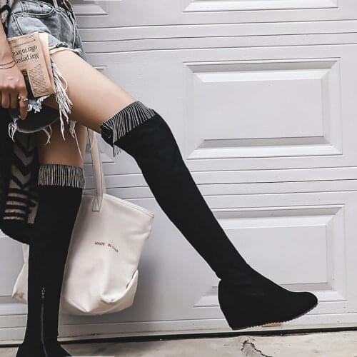 Womens shoes knee high boots womens 2020 new high boots winter boots fringe knee high boots