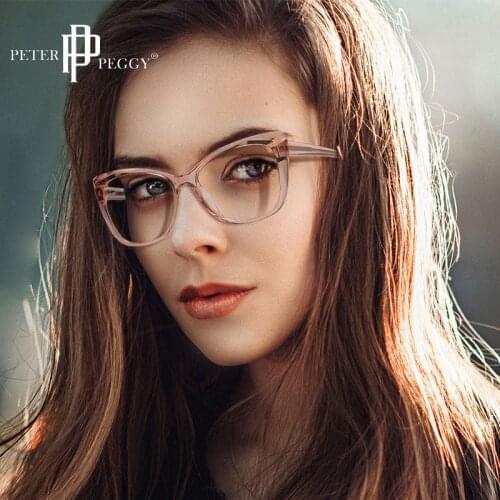 Cat Eye Anti Blue Light Transparent Glasses Women TR90 Frame Glasses Fashion Round Prescription Eyeglasses Eyewear
