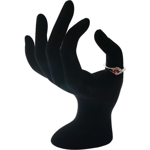 Female Mannequin Hand Finge Glove Ring Bracelet Jewelry Display Stand Rack Necklace Hand Holder Organizer Black Velvet