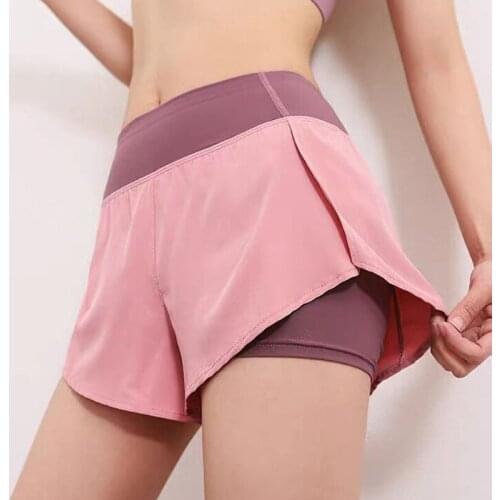 2021 Thin Two-piece Yoga Women Shorts Summer Women Gym Shorts Side Pocket Running Shorts New Baggy Breathable Fitness Sportwear