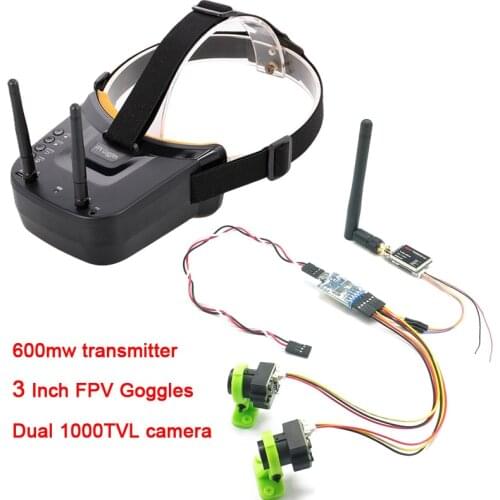 3 channel Dual Video camera CMOS 1000TVL camera with 5.8G 40CH Dual Antennas 3 Inch FPV Goggles Video Glasses Headset HD for RC