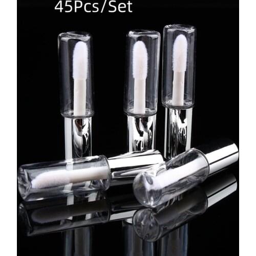 45pcs/Lot 1.2ml Empty Transparent PE lip Gloss Tubes Cosmetic Container Beauty Makeup Tool Mini Refillable Bottles Lipgloss Tube